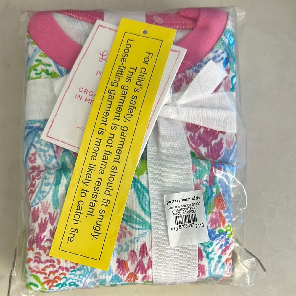 Lilly Pulitzer Pottery Barn Kids mermaid in the shade Pajama Set girls sz 4